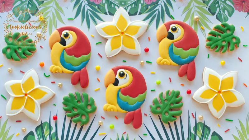 Chubby Parrot, Frangipani & Monstera Leaf template