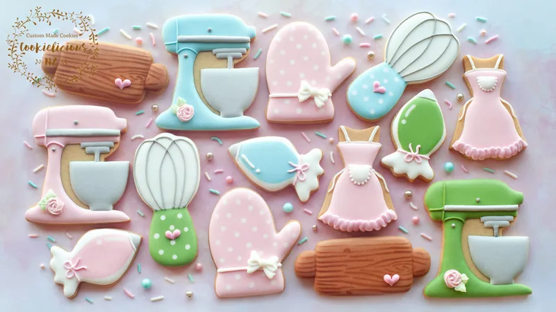 Baker's Kitchen Set Cookie Templates ~ Stand Mixer, Apron, Whisk, Rolling Pin & Oven Mitt