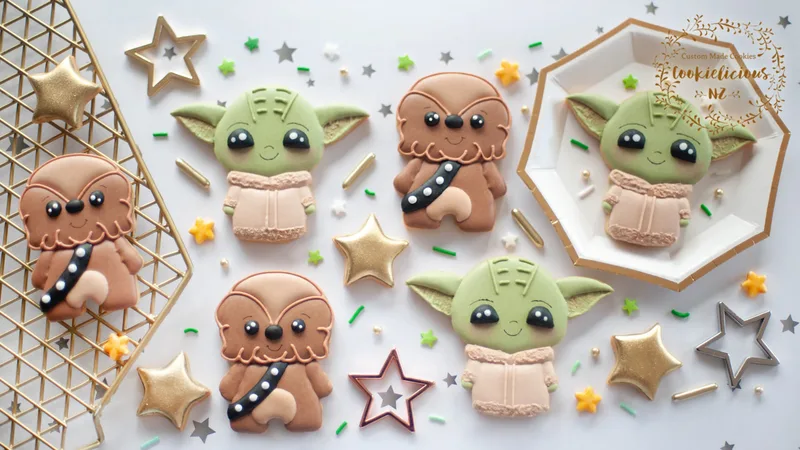 Baby Yoda & Chewie Cookie Template