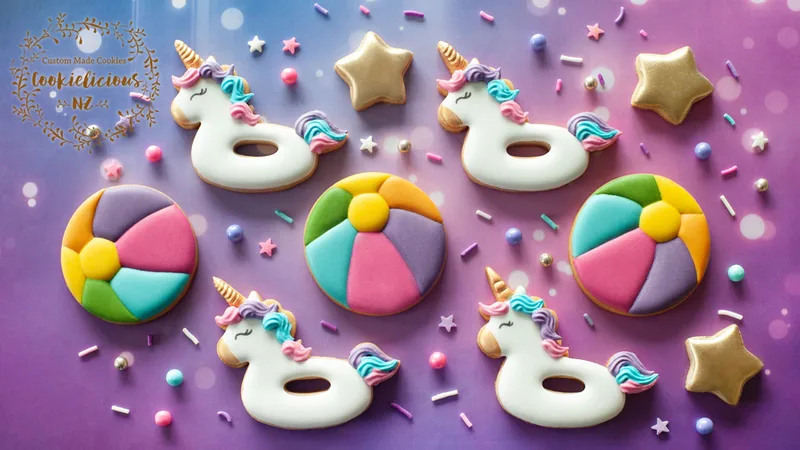 Beach Ball & Unicorn Float Cookie Template