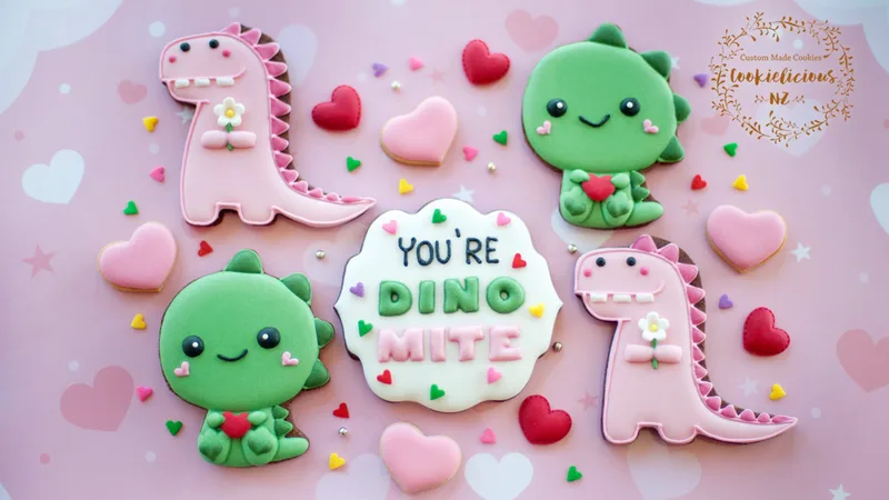 Dinosaur Valentine Cookies ~ You're DINO-MITE Template