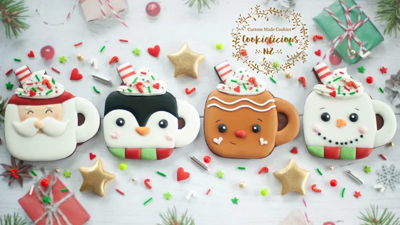 Christmas Mugs Cookies - 4 Designs with 1 shape