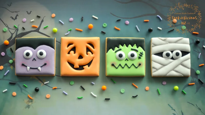 Square Halloween Cookies Template